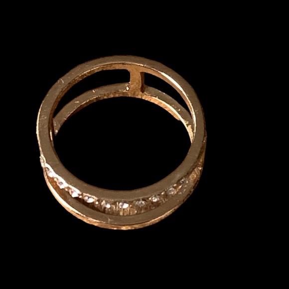 Double Band Cz Stone Cage Gold Plated Ring Costume Jewelry Women’s Fashion Ring - Picture 5 of 6